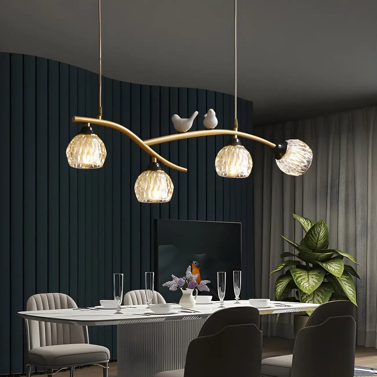 Suspension décorative moderne en cristal avec oiseaux