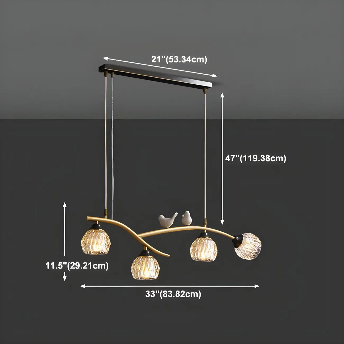 Suspension décorative moderne en cristal avec oiseaux