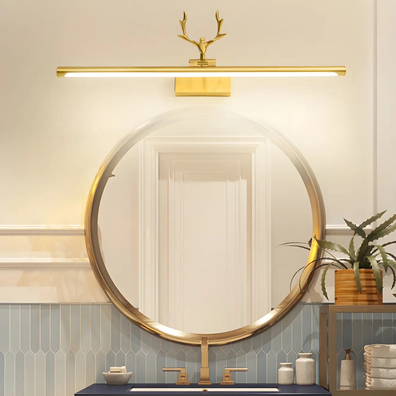 Appliques murales LED linéaires modernes en forme de bois de cerf doré pour salle de bain