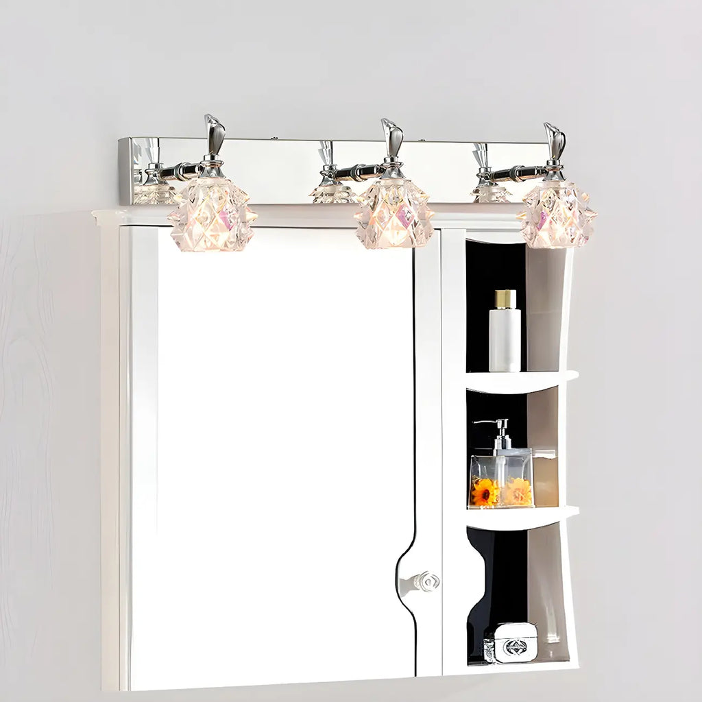 Applique murale classique chromée avec abat-jour en verre et miroir réglable pour salle de bain