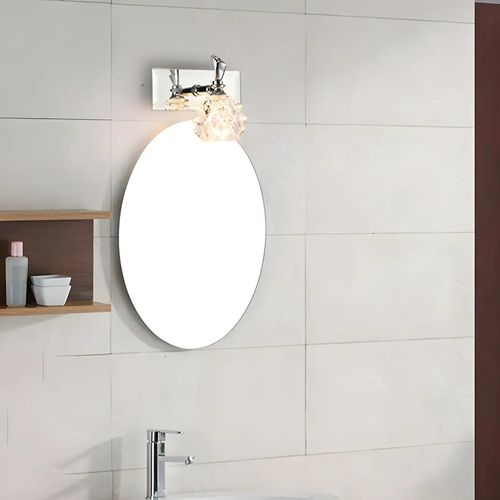Applique murale classique chromée avec abat-jour en verre et miroir réglable pour salle de bain
