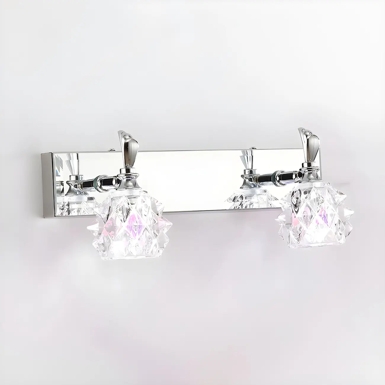 Applique murale classique chromée avec abat-jour en verre et miroir réglable pour salle de bain