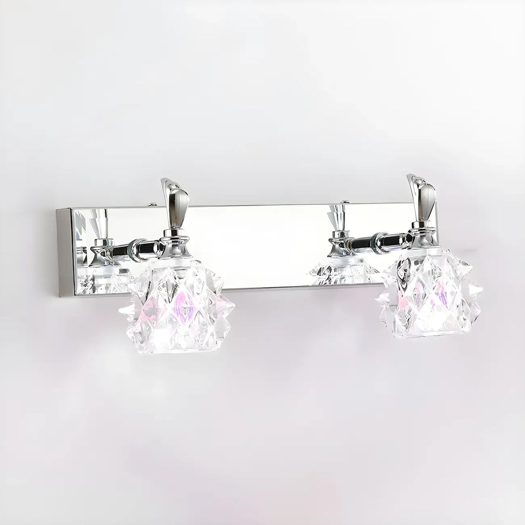 Applique murale classique chromée avec abat-jour en verre et miroir réglable pour salle de bain