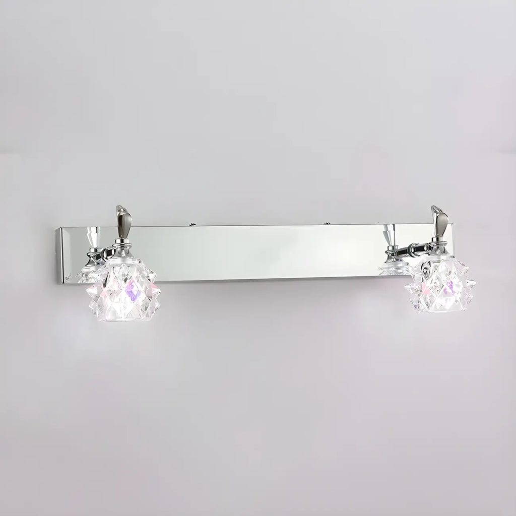 Applique murale classique chromée avec abat-jour en verre et miroir réglable pour salle de bain