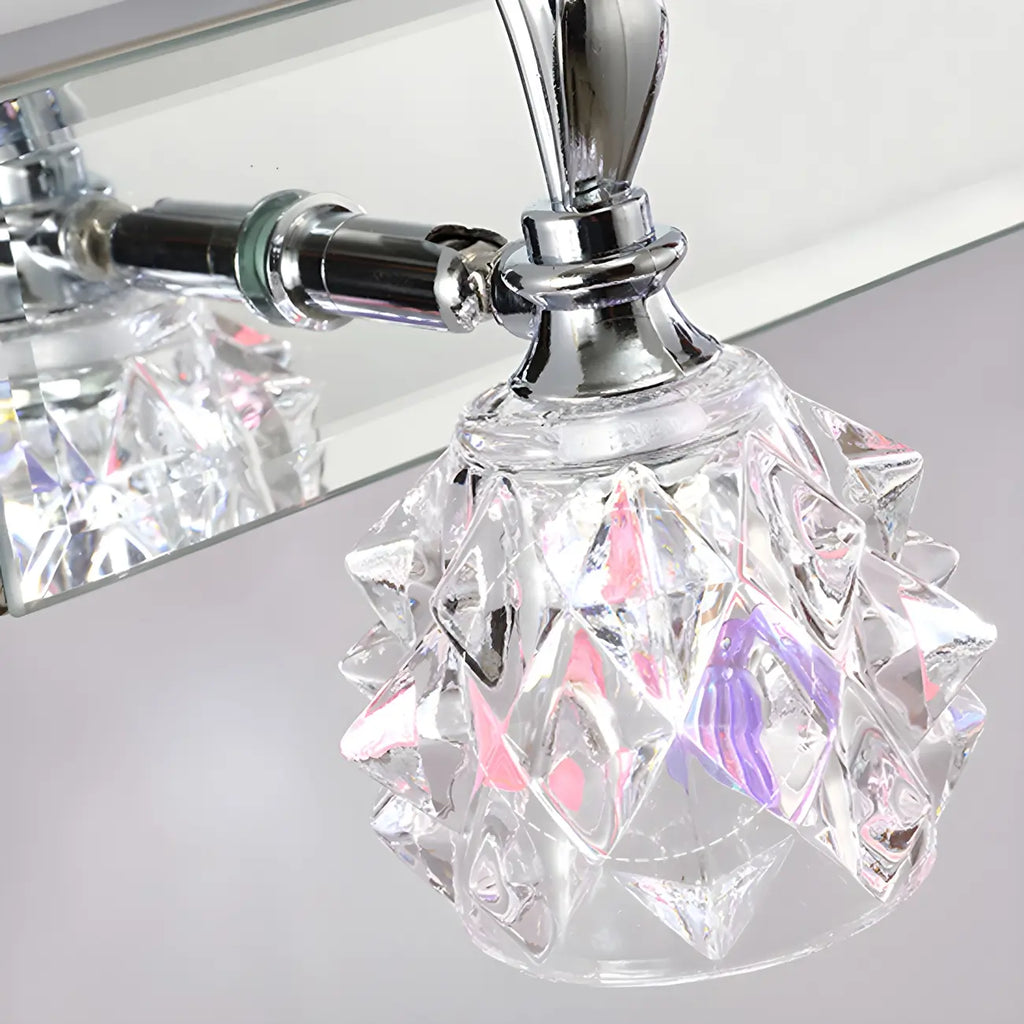 Applique murale classique chromée avec abat-jour en verre et miroir réglable pour salle de bain