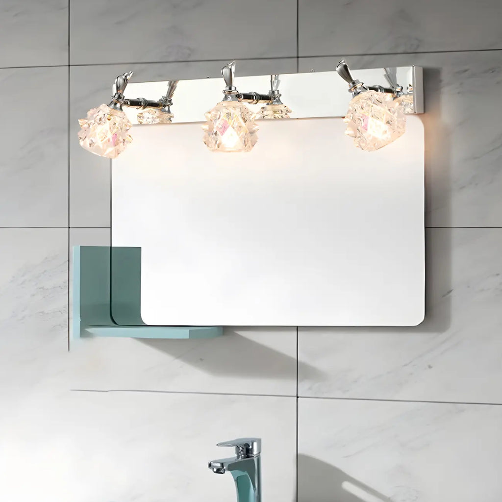Applique murale classique chromée avec abat-jour en verre et miroir réglable pour salle de bain