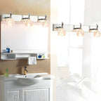 Applique murale classique chromée avec abat-jour en verre et miroir réglable pour salle de bain