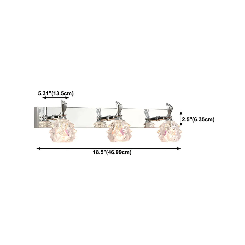 Applique murale classique chromée avec abat-jour en verre et miroir réglable pour salle de bain
