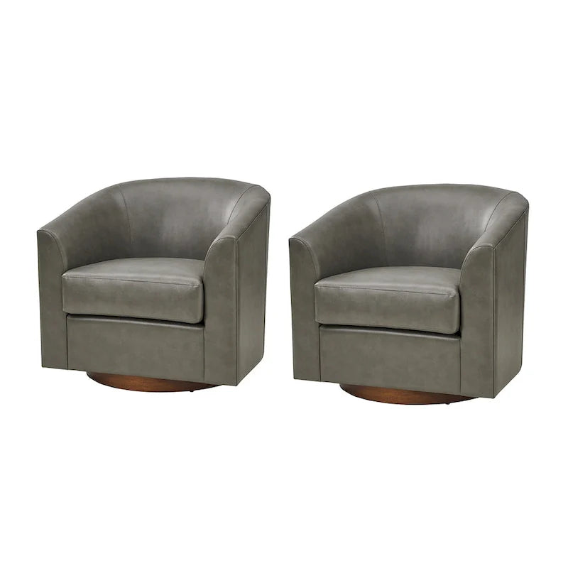 Chaise pivotante moderne Haley en similicuir avec piètement en bois massif, lot de 2 par HULALA HOME