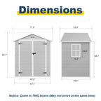 Abri de jardin en résine plastique tout temps avec plancher, dimensions : 1,83 m x 1,22 m / 1,83 m x 2,44 m / 2,44 m x 1,83 m / 2,44 m x 3,05 m.