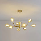 Lustre Sputnik moderne en métal doré et globe en verre