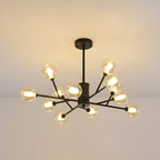 Lustre Sputnik moderne en métal doré et globe en verre