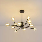 Lustre Sputnik moderne en métal doré et globe en verre
