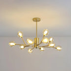 Lustre Sputnik moderne en métal doré et globe en verre