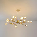 Lustre Sputnik moderne en métal doré et globe en verre