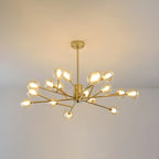 Lustre Sputnik moderne en métal doré et globe en verre