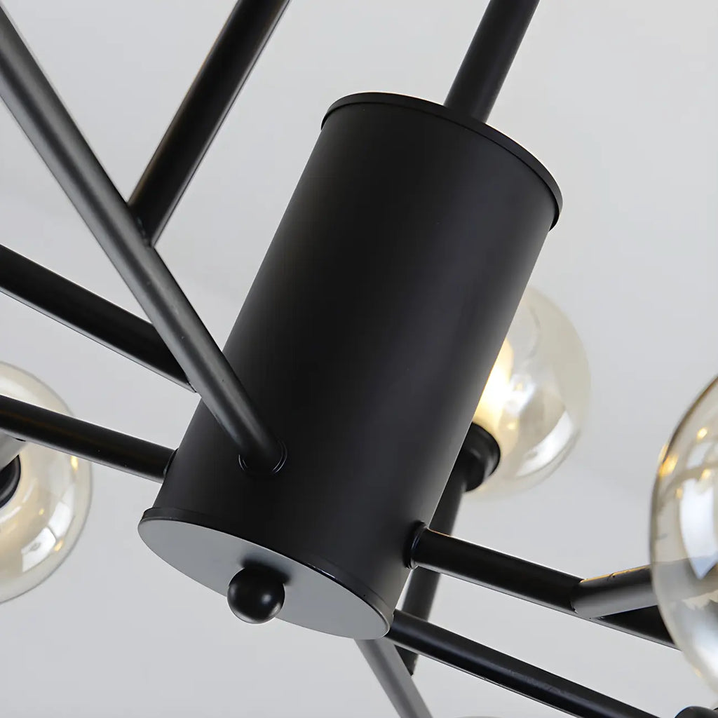 Lustre Sputnik moderne en métal doré et globe en verre
