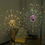 Projecteur solaire métallique de jardin en forme de feu d'artifice