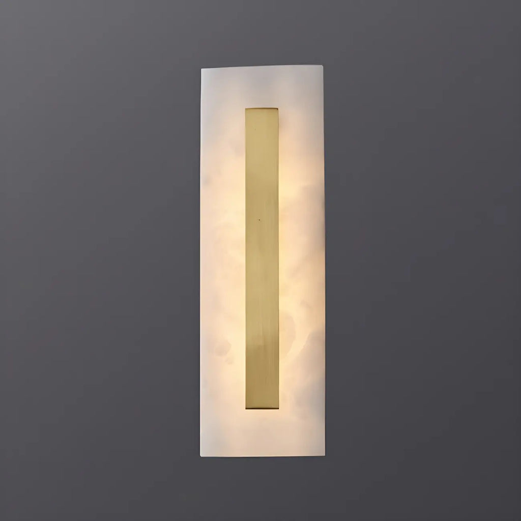 Applique murale ovale moderne en laiton et pierre avec LED à intensité variable pour chambre à coucher
