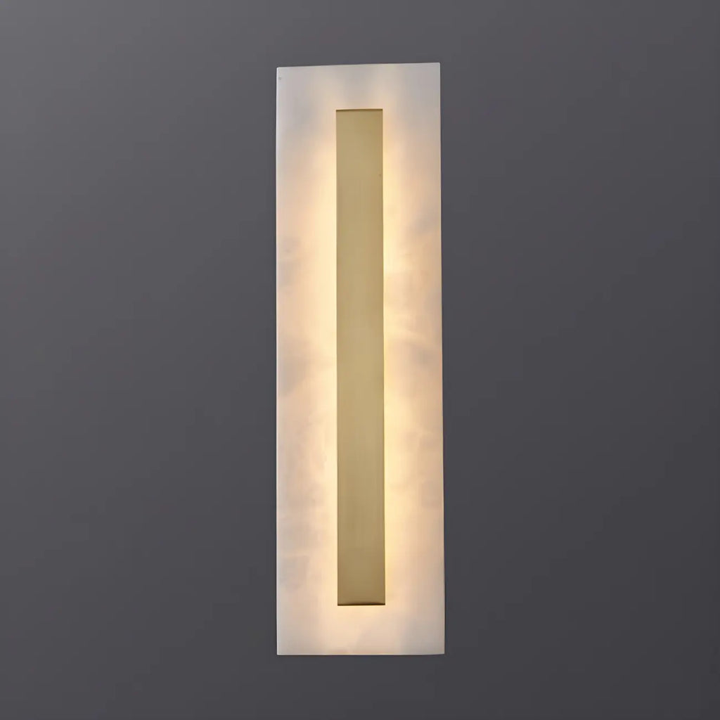 Applique murale ovale moderne en laiton et pierre avec LED à intensité variable pour chambre à coucher