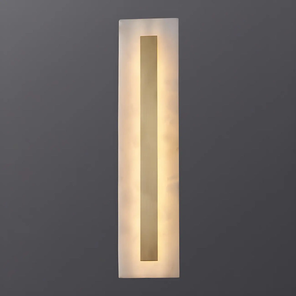Applique murale ovale moderne en laiton et pierre avec LED à intensité variable pour chambre à coucher