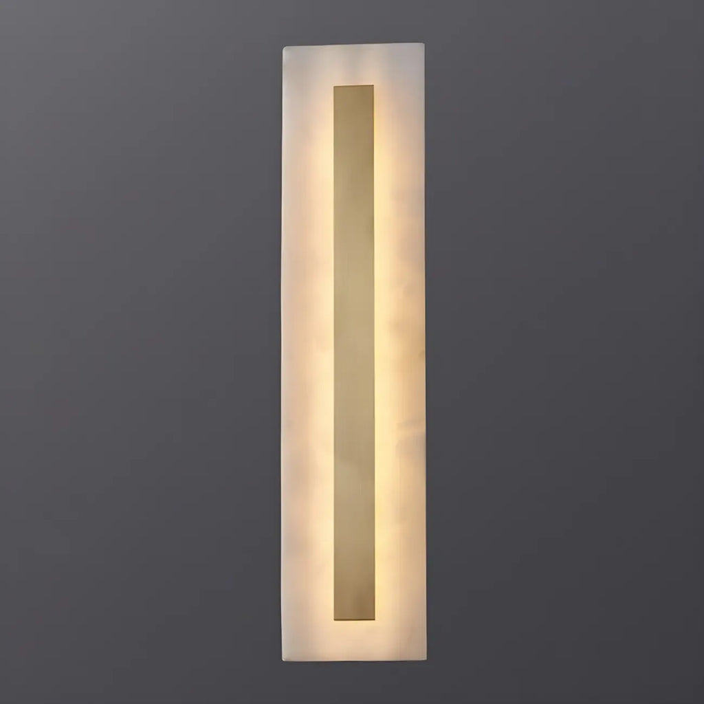 Applique murale ovale moderne en laiton et pierre avec LED à intensité variable pour chambre à coucher