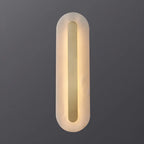 Applique murale ovale moderne en laiton et pierre avec LED à intensité variable pour chambre à coucher