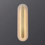 Applique murale ovale moderne en laiton et pierre avec LED à intensité variable pour chambre à coucher