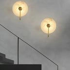 Applique murale LED ronde moderne en pierre blanche pour chambre