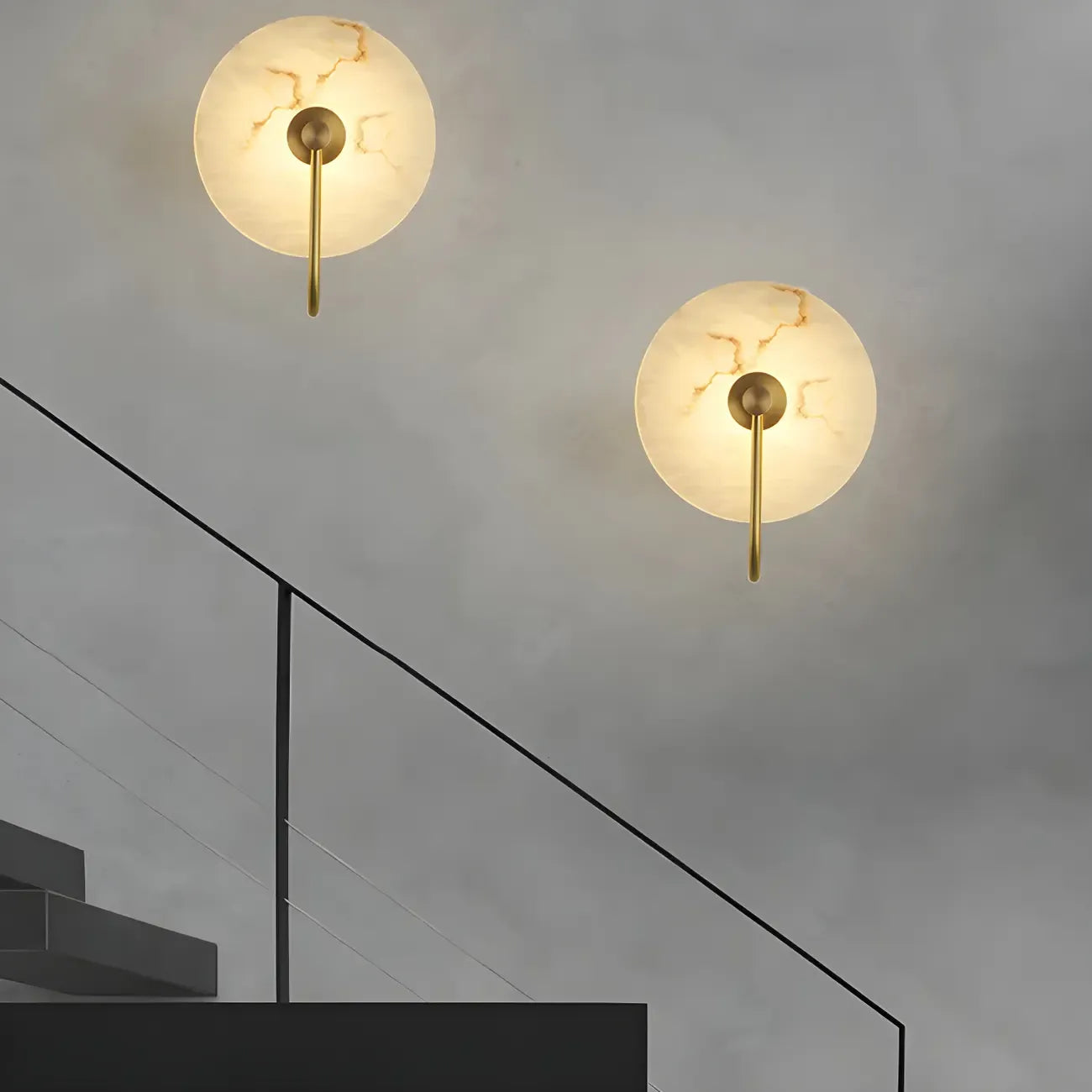 Applique murale LED ronde moderne en pierre blanche pour chambre