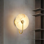 Applique murale LED ronde moderne en pierre blanche pour chambre