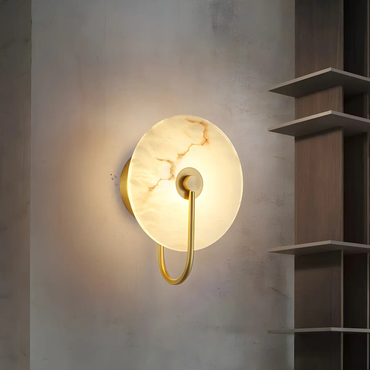 Applique murale LED ronde moderne en pierre blanche pour chambre