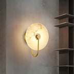 Applique murale LED ronde moderne en pierre blanche pour chambre