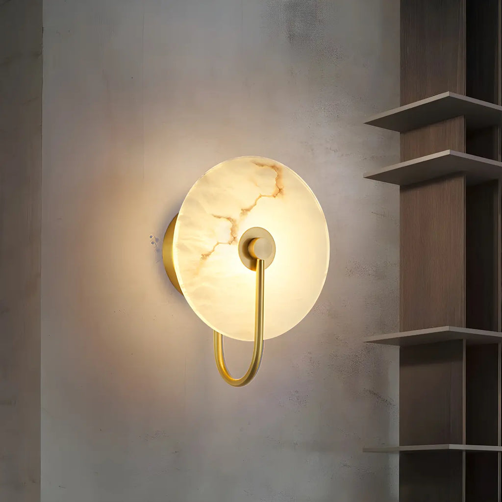 Applique murale LED ronde moderne en pierre blanche pour chambre
