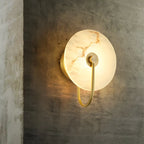 Applique murale LED ronde moderne en pierre blanche pour chambre