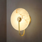 Applique murale LED ronde moderne en pierre blanche pour chambre