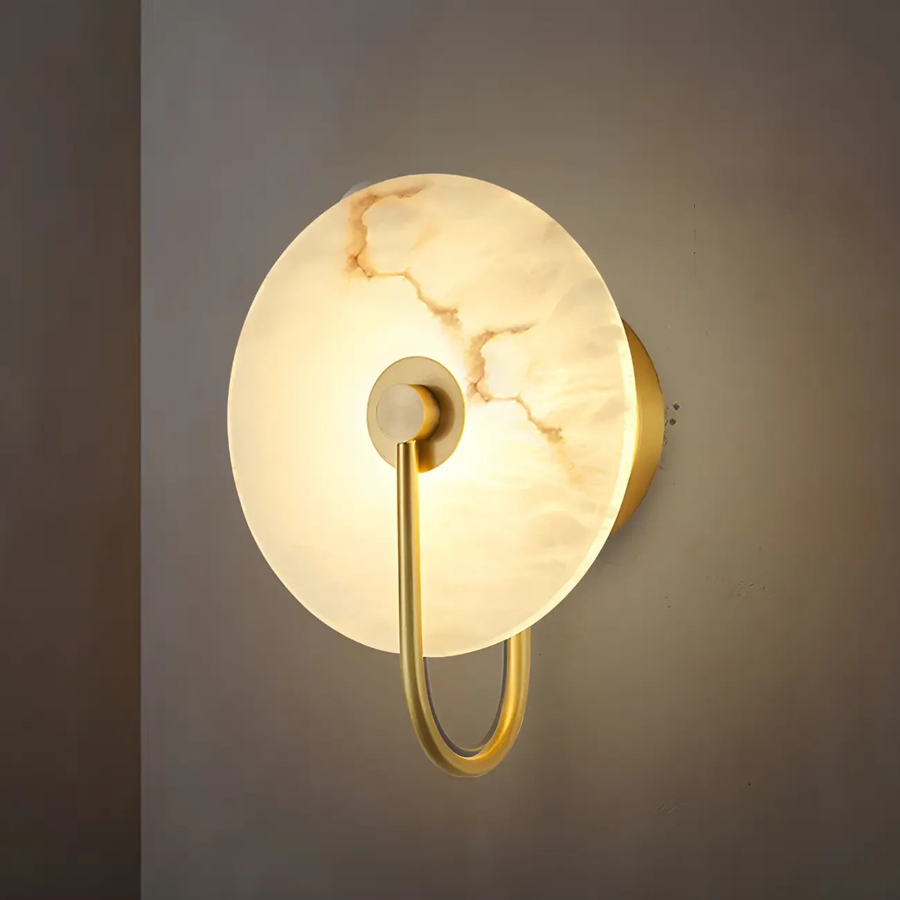 Applique murale LED ronde moderne en pierre blanche pour chambre