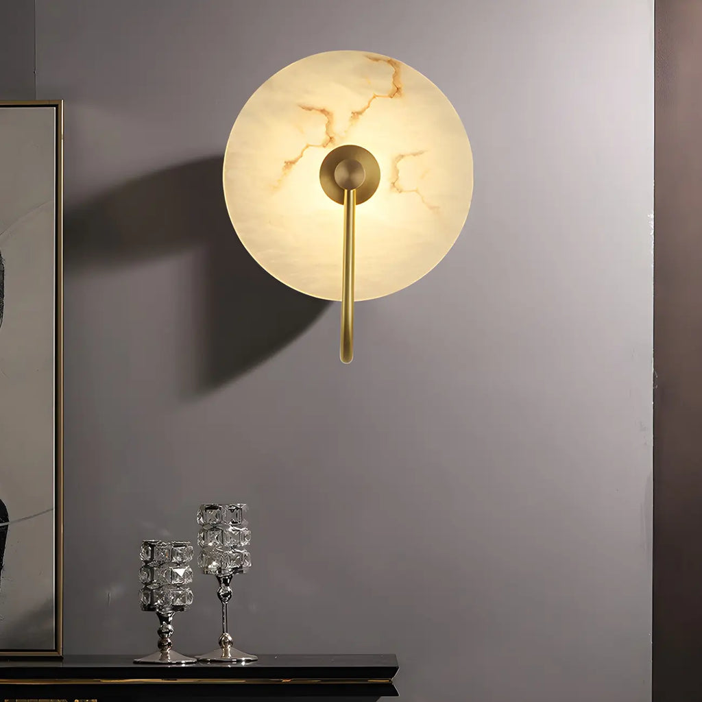 Applique murale LED ronde moderne en pierre blanche pour chambre