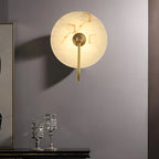 Applique murale LED ronde moderne en pierre blanche pour chambre