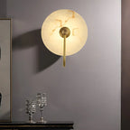 Applique murale LED ronde moderne en pierre blanche pour chambre