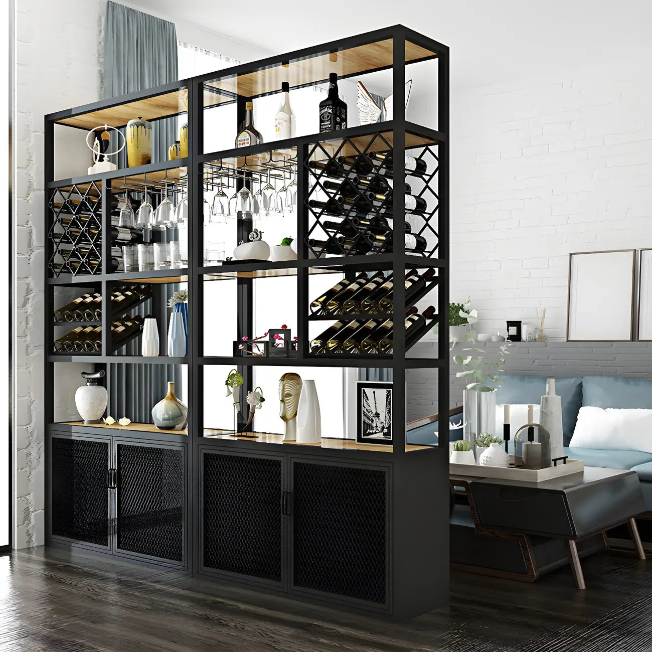 Étagère à vin autoportante et multifonctionnelle pour salon