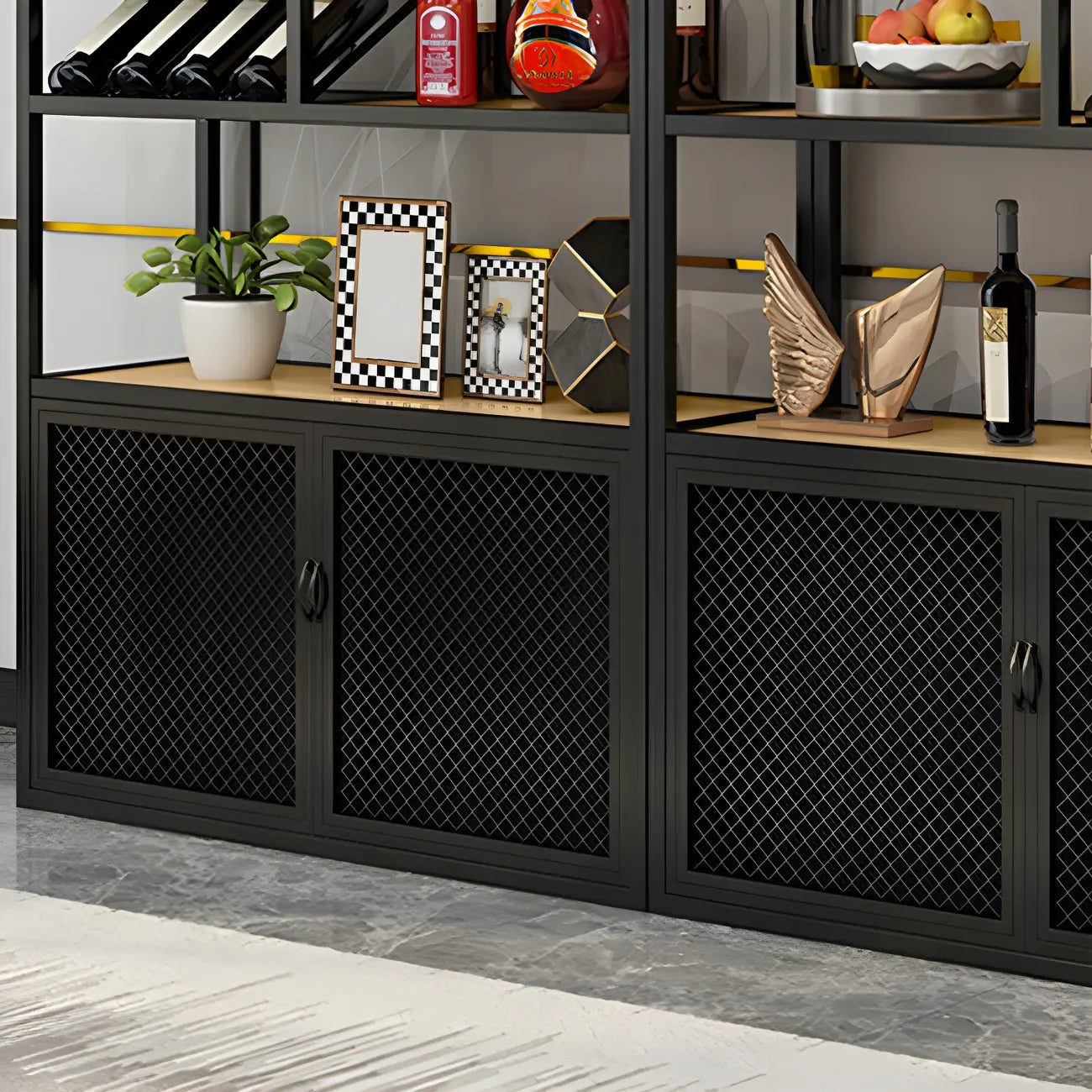 Étagère à vin autoportante et multifonctionnelle pour salon
