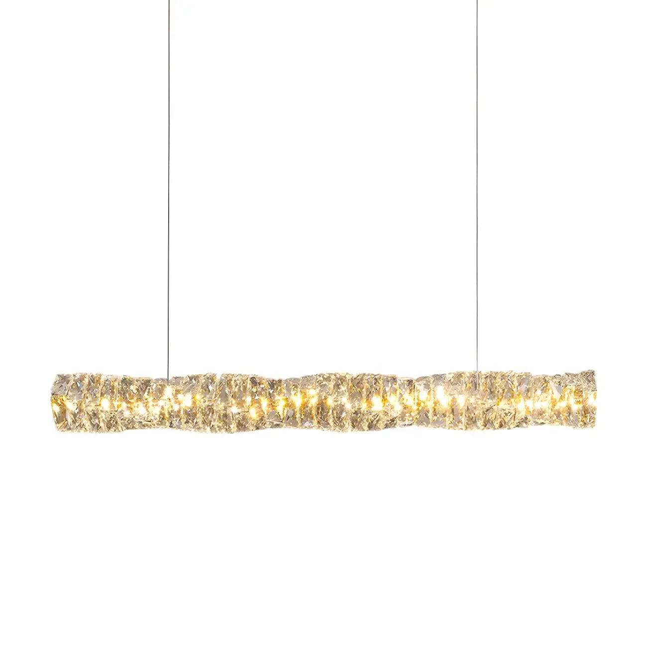 Suspension surdimensionnée moderne à intensité variable en acier et cristal pour îlot central