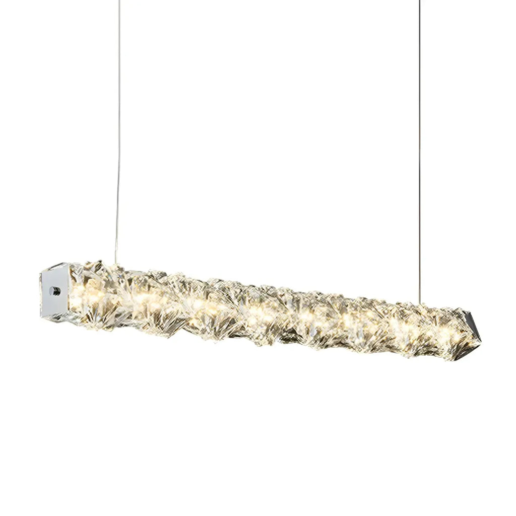 Suspension surdimensionnée moderne à intensité variable en acier et cristal pour îlot central