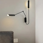 Applique murale moderne en métal noir à 2 lumières avec bras articulé