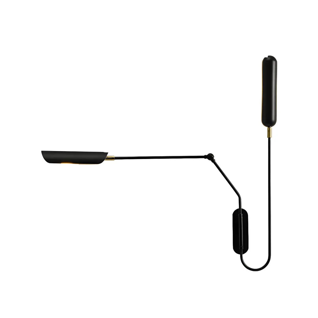 Applique murale moderne en métal noir à 2 lumières avec bras articulé