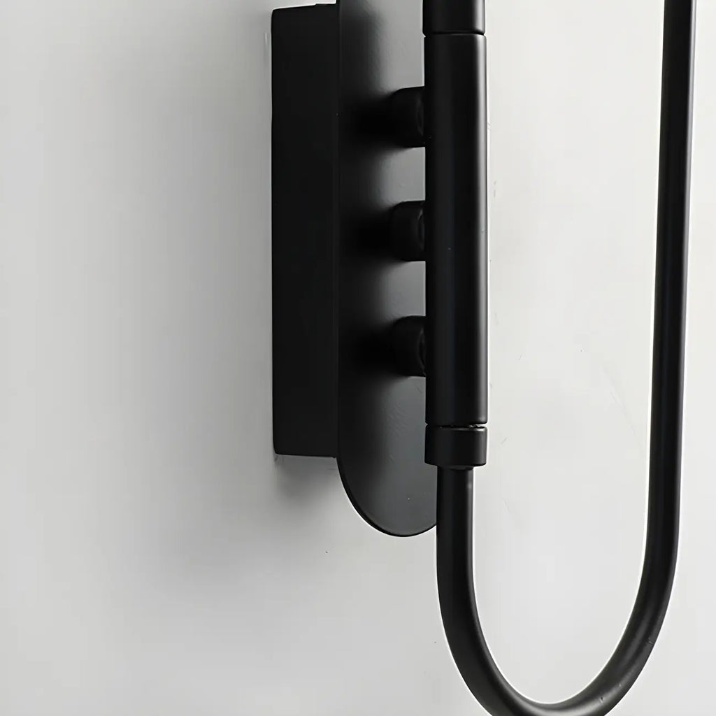 Applique murale moderne en métal noir à 2 lumières avec bras articulé