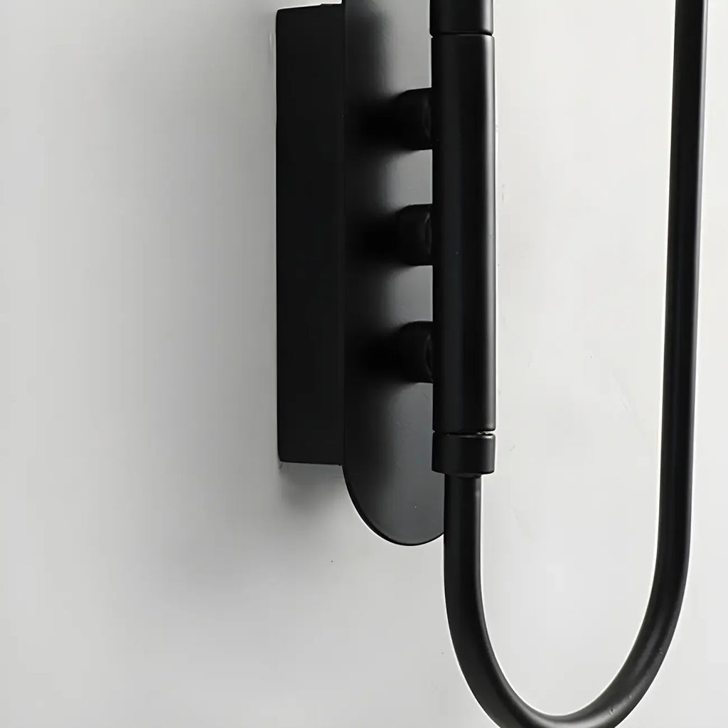 Applique murale moderne en métal noir à 2 lumières avec bras articulé