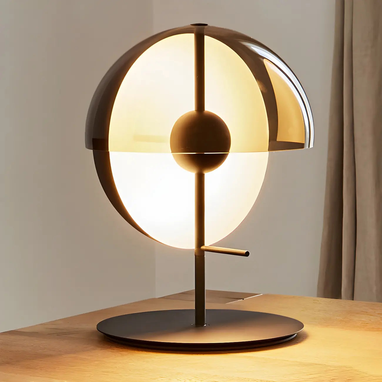 Lampe de table moderne en verre noir pour chambre à coucher