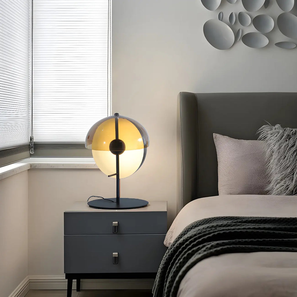 Lampe de table moderne en verre noir pour chambre à coucher